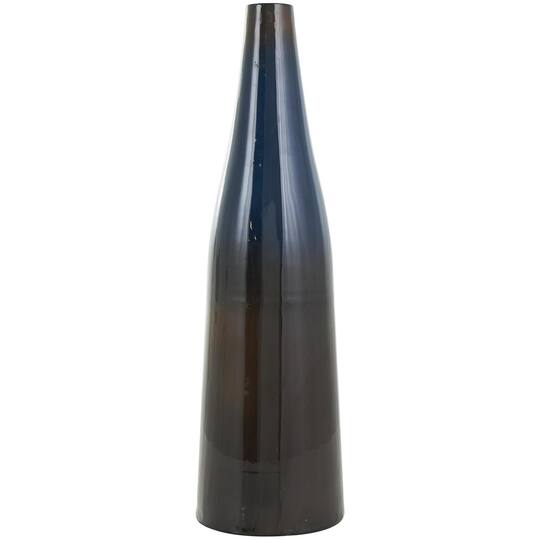 20.25" Blue & Brown Ombre Metal Vase
